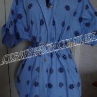 Ensemble en coton chambray coloris jeans imprimé