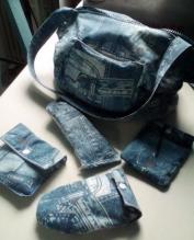 Sac en jean et ses accessoires faite une juppe recyclee 003