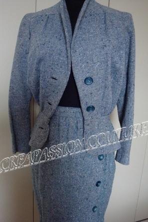 Ensemble jupe en tweed bleu turquoise