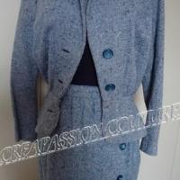 Ensemble jupe en tweed bleu turquoise