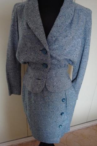 Ensemble jupe en tweed bleu turquoise